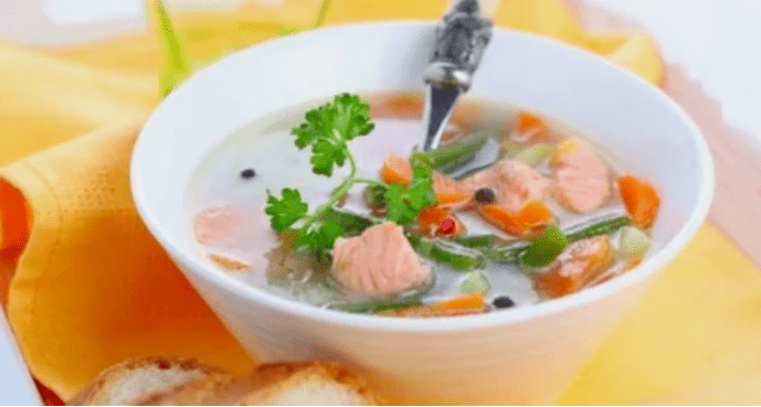 A fish soup with a protein diet