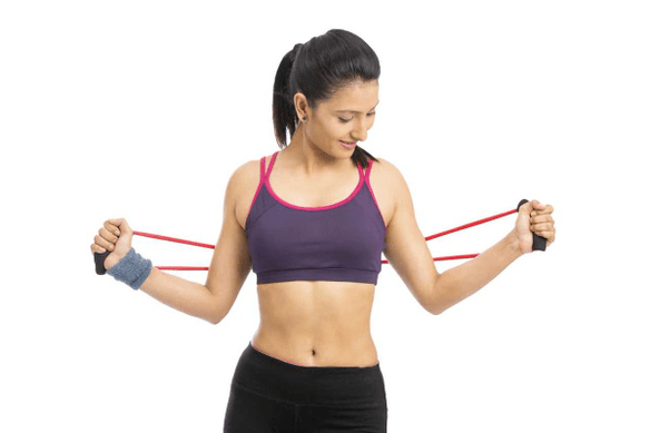Exercise with an elastic tape